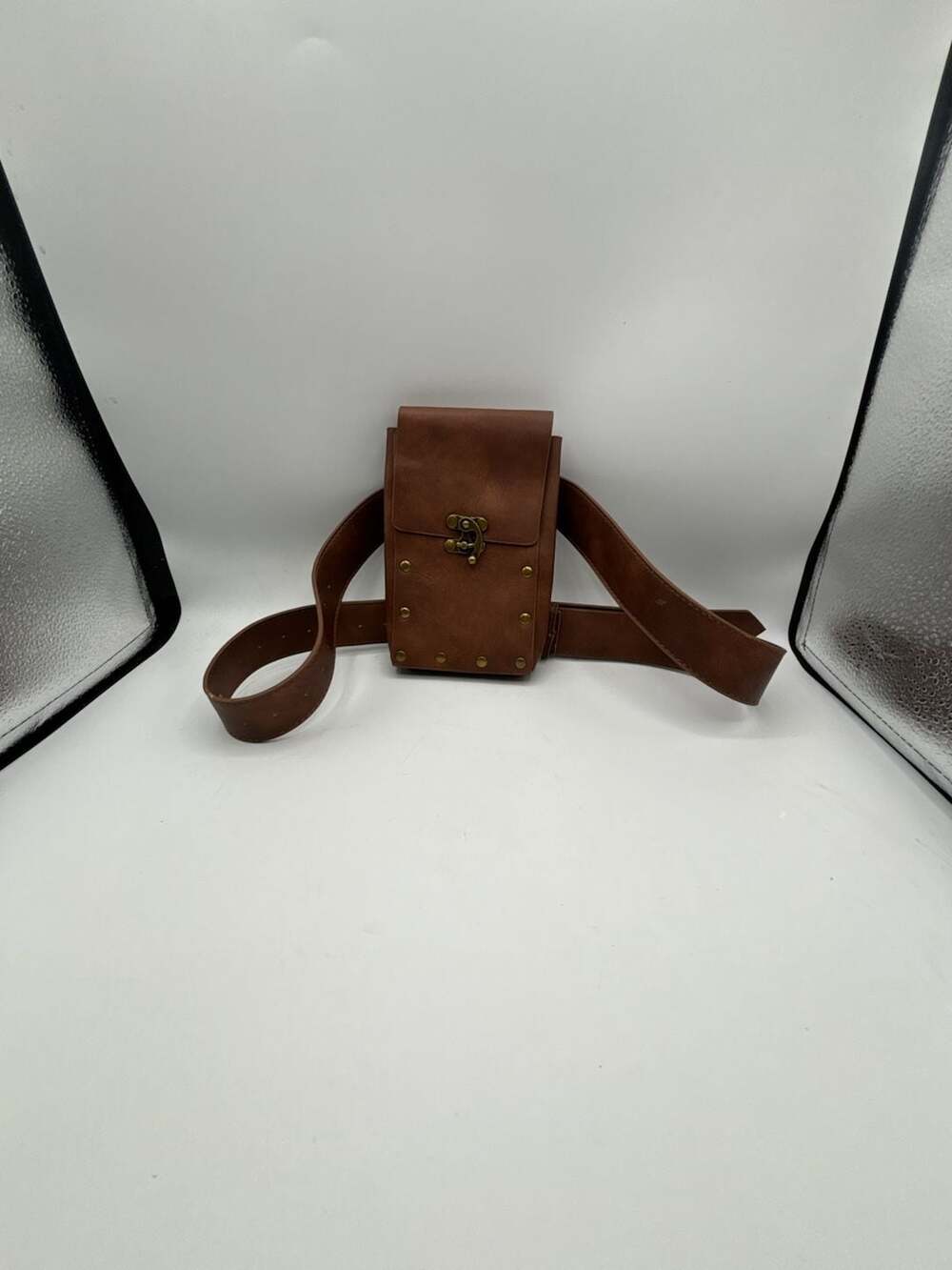 Medieval Steampunk Faux Leather Waist Bag Brown